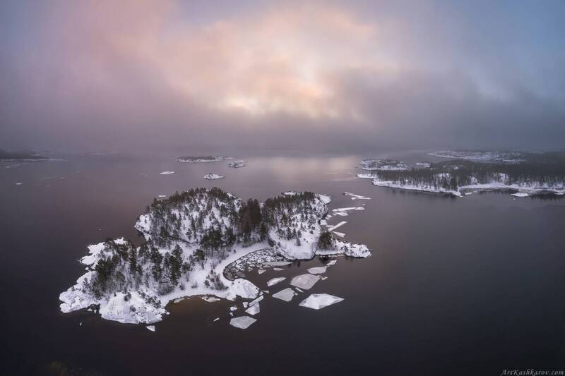 карелия, зимняя ладога, ладожские шхеры, сортавала, лахденпохья, приладожье Зимние шхеры – вид сверху фото превью