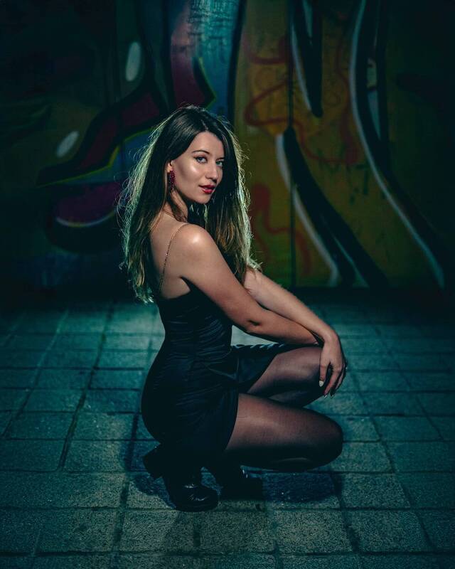 portrait, night, female, photoshoot, winter, black, outdoors, lasfotosdejean Emily фото превью