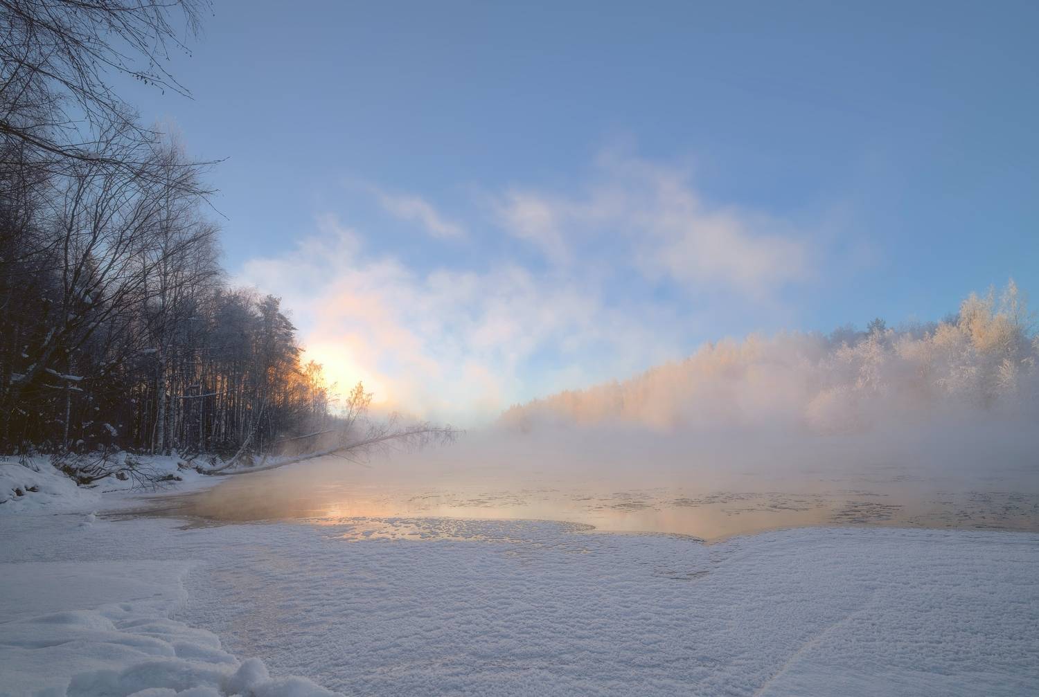 мороз, вода, туман, иней, холод, Igor Shishpanov