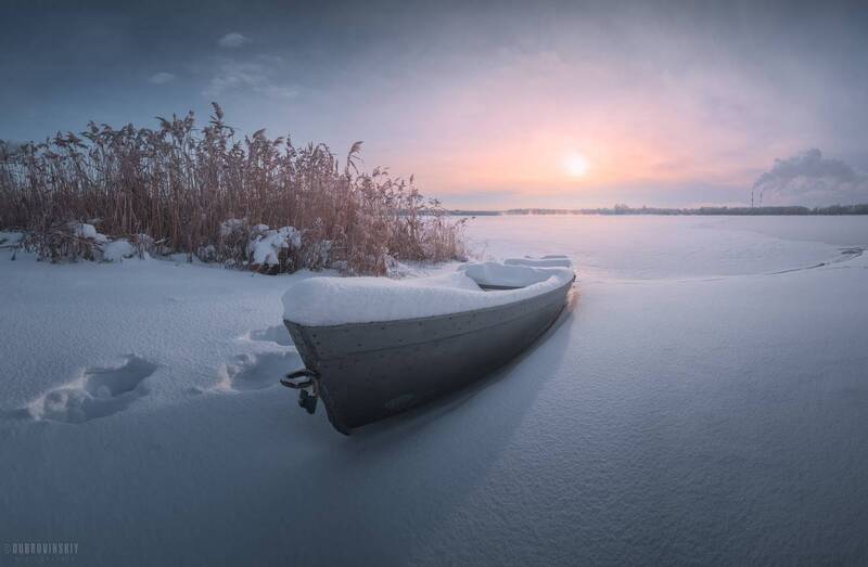 лодка, шатура, мороз, снег Шатурские зарисовки фото превью