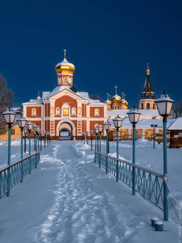 иверский монастырь, валдай Морозный вечер фото превью