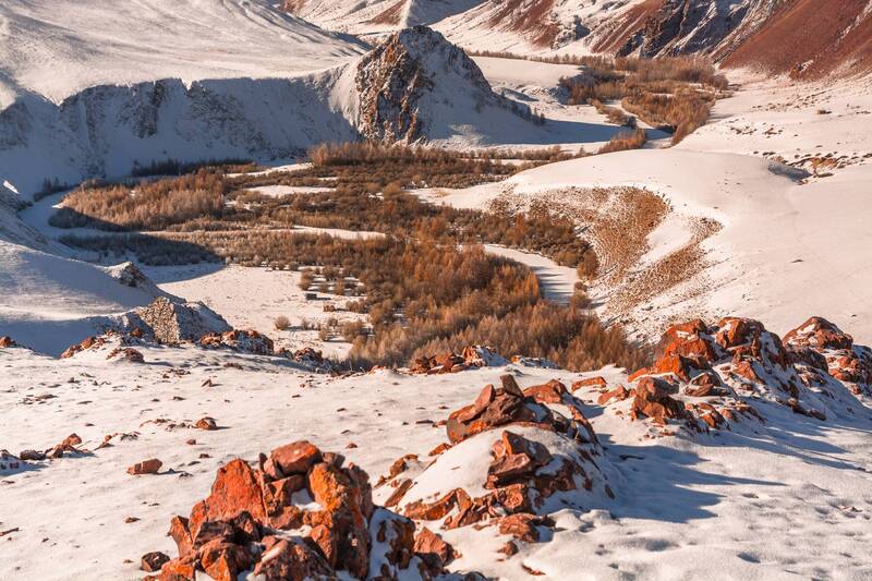 россия, горный алтай, зима, река Под снегом фото превью