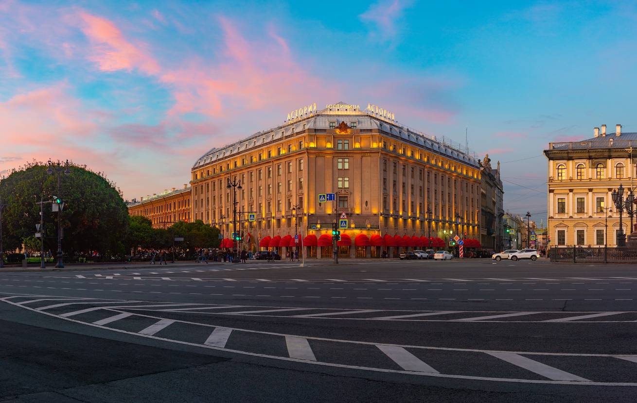 санкт-петербург, питер, гостиница астория, вечер, сумерки, подсветка, Денисевич Алексей