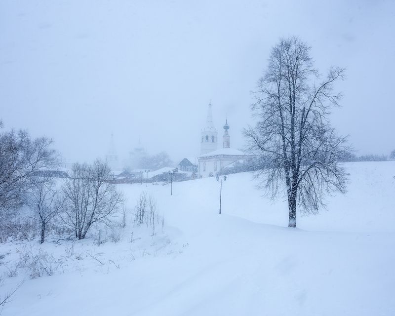 Суздаль, природа, пейзаж, снег, метель Суздаль фото превью