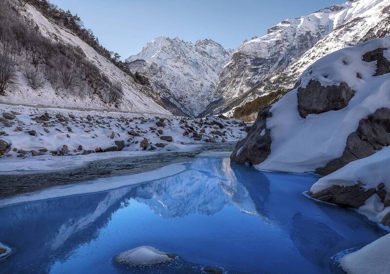 кавказ, кабардино-балкария, кбр, горы, черек, уштулу, черекское ущелье, кавказский хребет, зима в горах, горы зимой, горная река Лазурная заводь фото превью