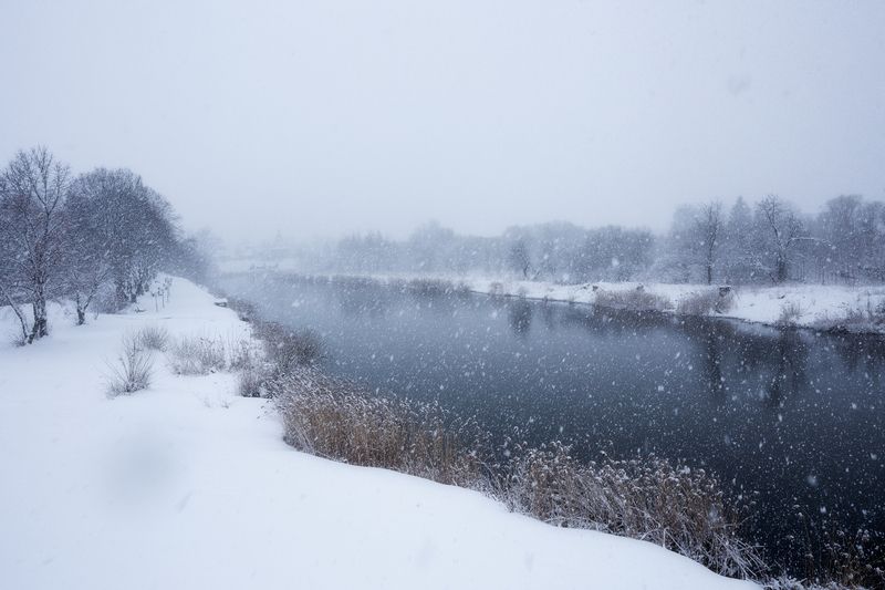 природа, пейзаж, каменка, снегопад, каменка, Суздаль Каменка фото превью
