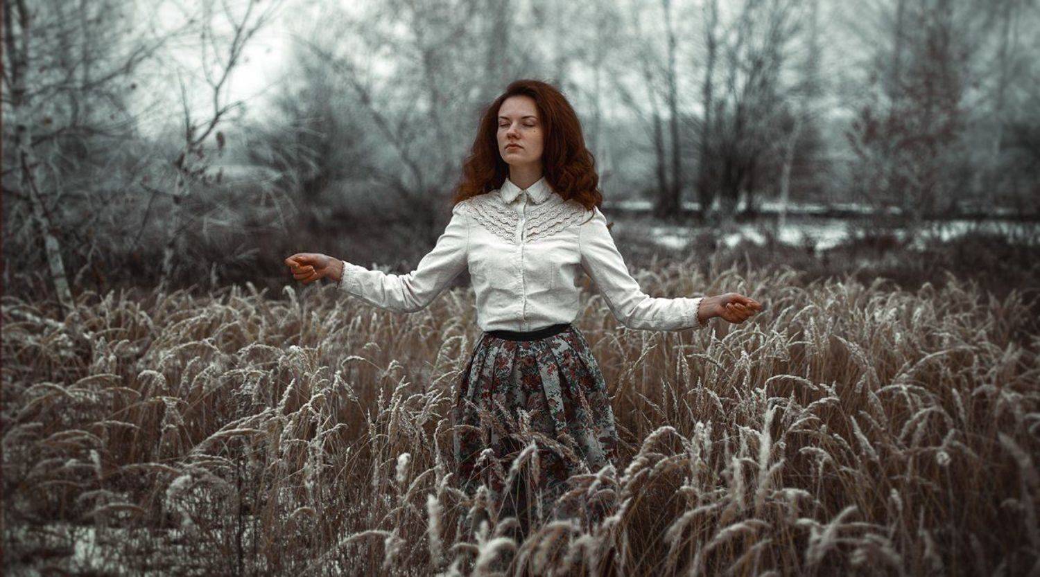 зима, поле, девушка, снежная, снег, Маховицкая Кристина