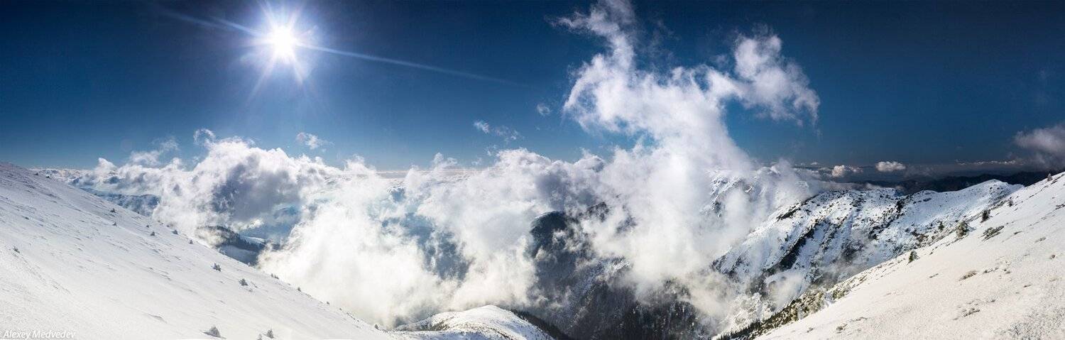 карпаты, мармаросы, горы, утро, солнце, зима, облака, Алексей Медведев
