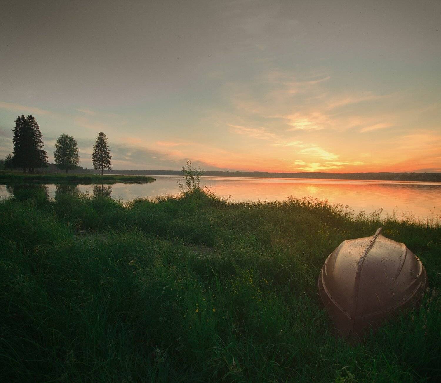 Закат,пруд,лето,лодочка,тепло, Карепанов Евгений