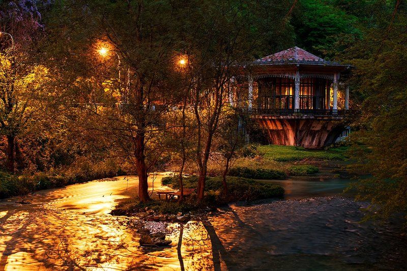 море абхазия горы небо пейзаж закат путешествия отдых водопад ночнойснимок озеро Псырцха фото превью