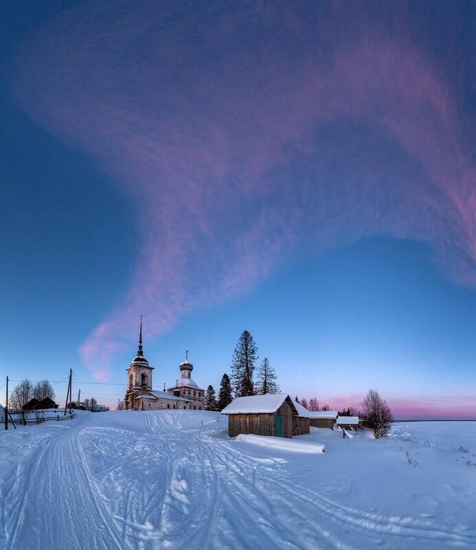 архангельская, кенозерье, зима, храм, север Облако над храмом фото превью