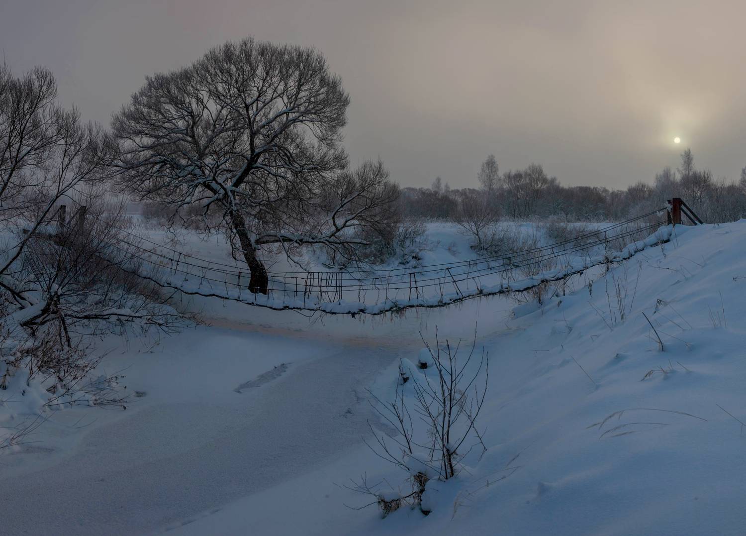 зима, река, мостик, Свистков Александр