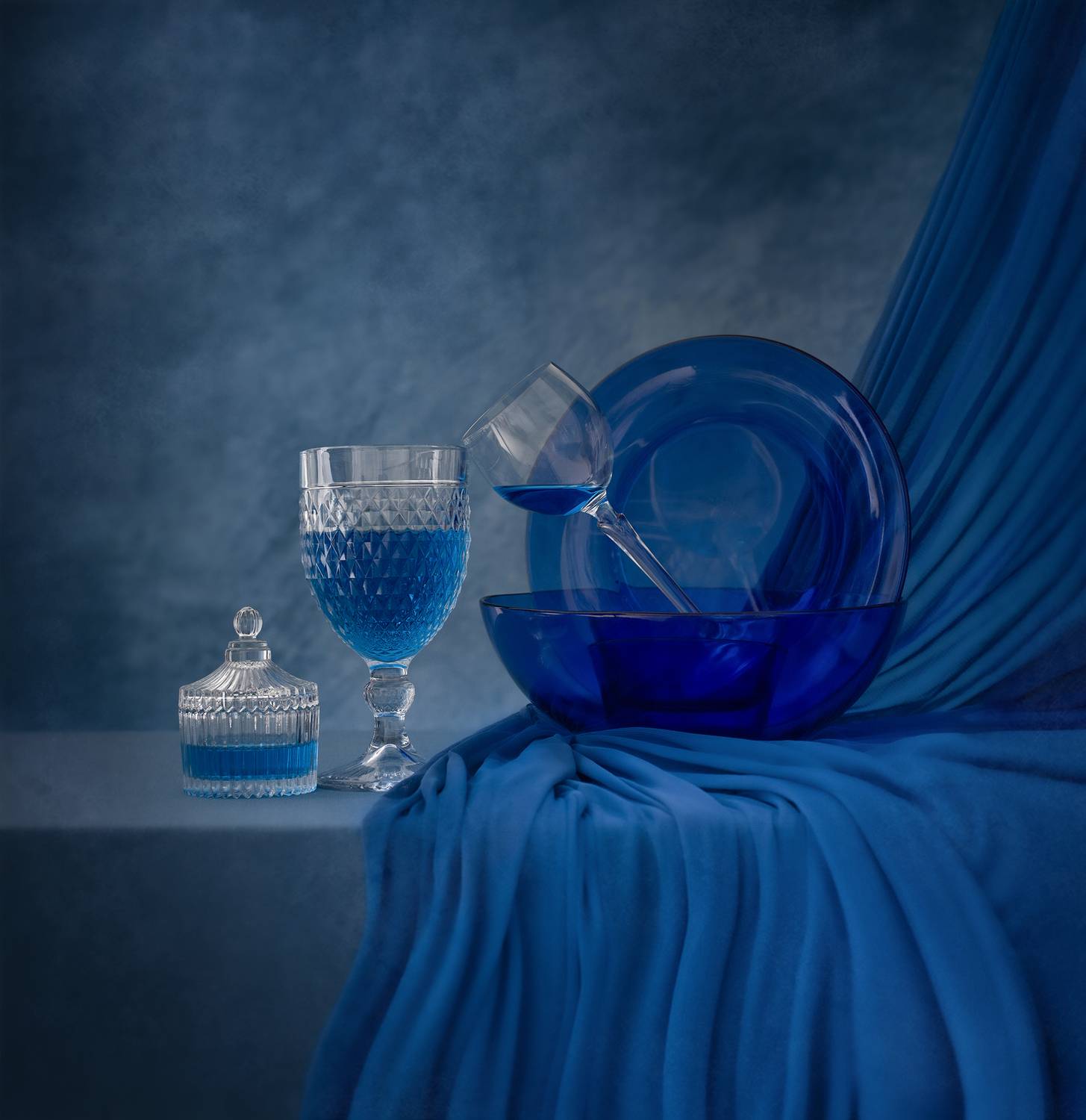 Still life, blue, glass, texture, light, Maria Margareth Perfoncio