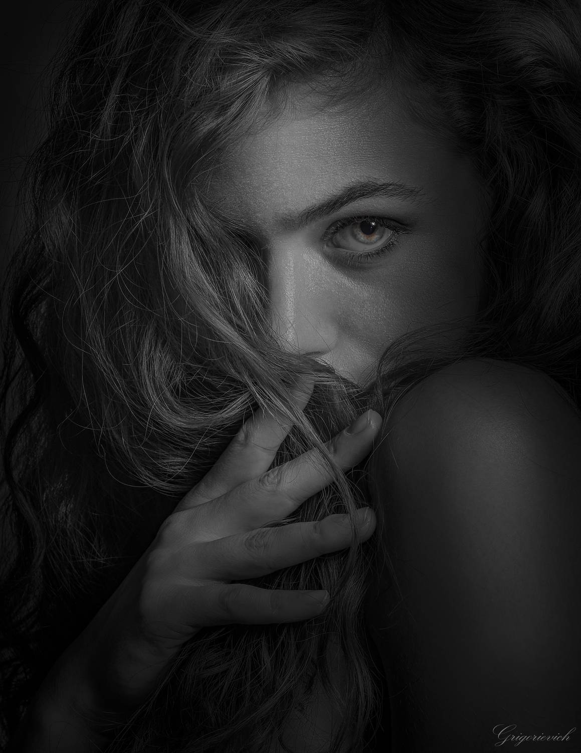 глаза, взгляд, девушка, красота, тень, Урасов Олег