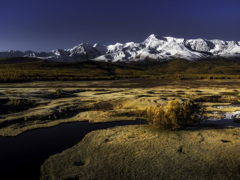 Россия, Алтай, Горы, Осень С высоты фото превью