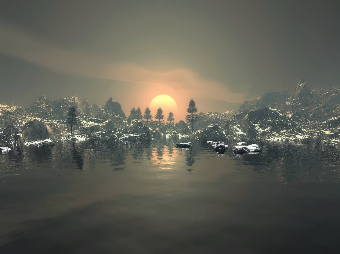 пейзаж, природа, горы, озеро, небо, солнце, рассвет, DX