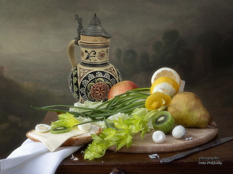 натюрморт, еда, овощи, фрукты Вегетарианский стол фото превью