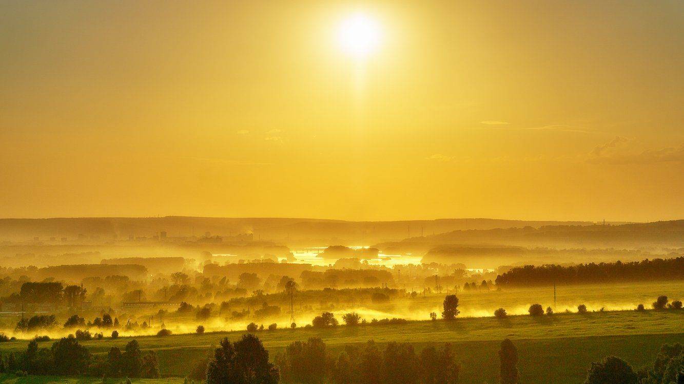 пейзаж, лето, закат, солнце, Александр Потапов