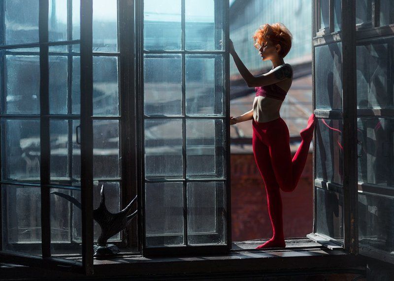 портрет, девушка,солнце,красный 3. Лиса  фото превью