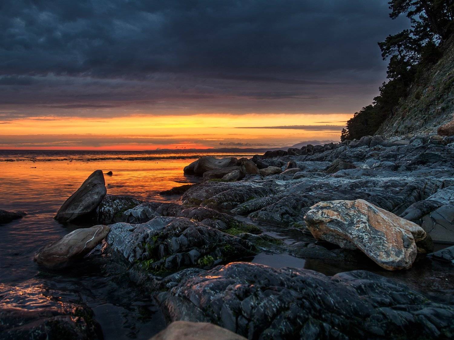 море, закат, берег, облака, Евгений Никоненко