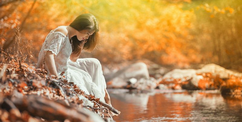 #расивая, , #осень, #, речка, #цветокоррекция, , #платье, #ораньжевый Наташа фото превью