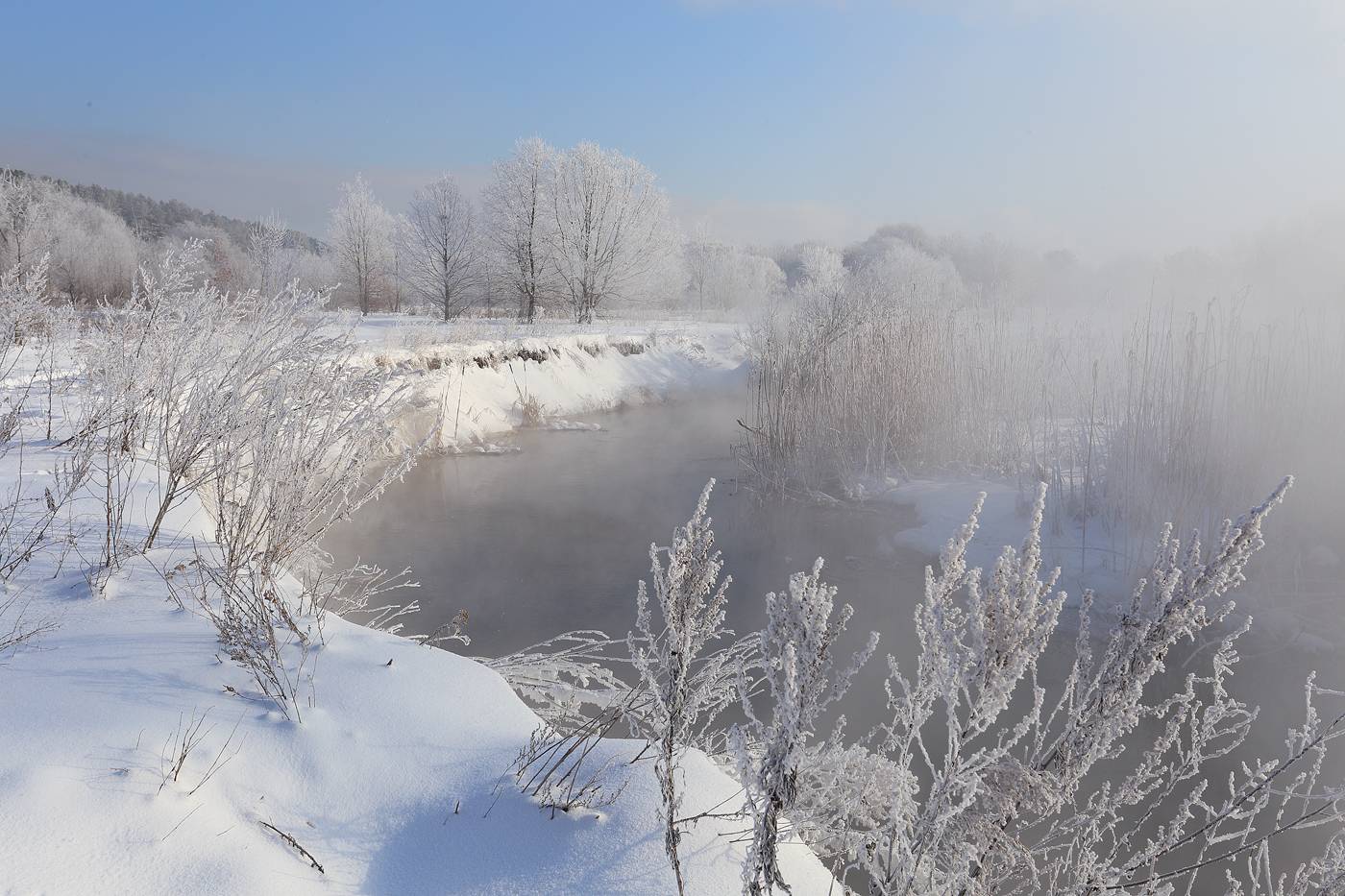 зима, река, иней, мороз, Вадим Трунов