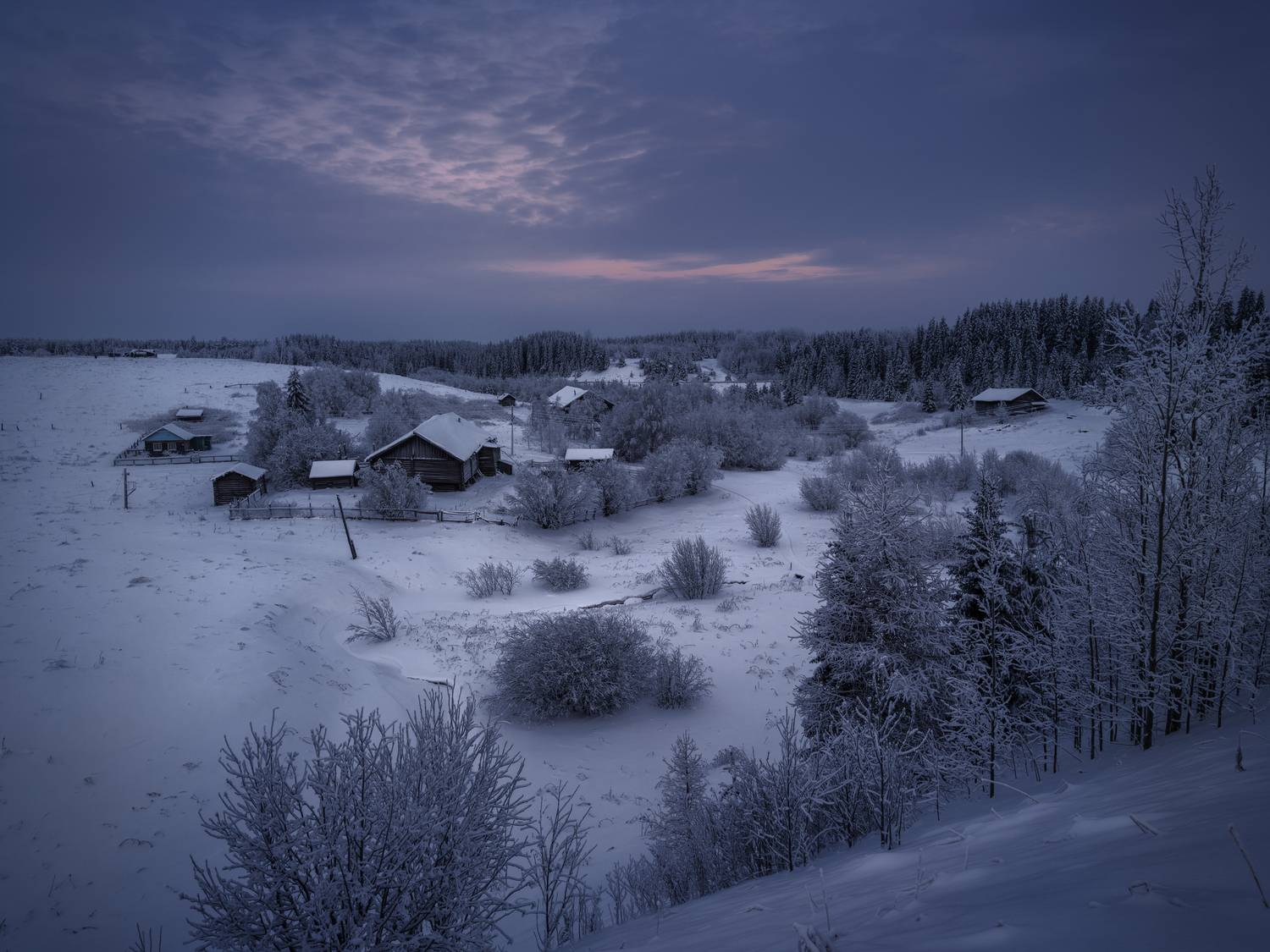 березник, мезень, архангельская область, зима, сумерки, Олег Зверев