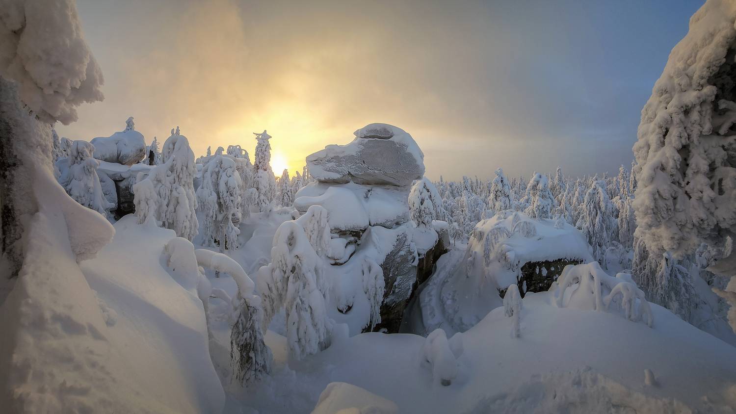 пермский край, каменный город, зима, снег, закат, Кузнецов Кирилл