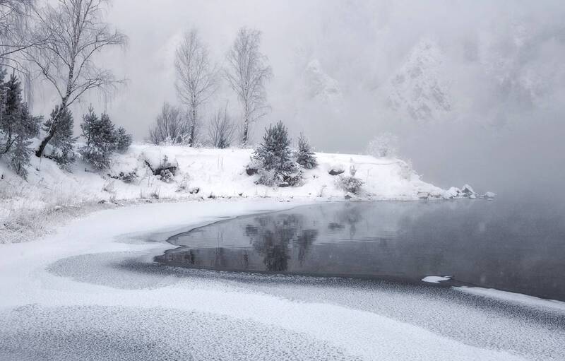 зима, мороз, иней, саяны, горы, красноярск, залив, енисей, енисейскаясибирь Зимняя графика фото превью