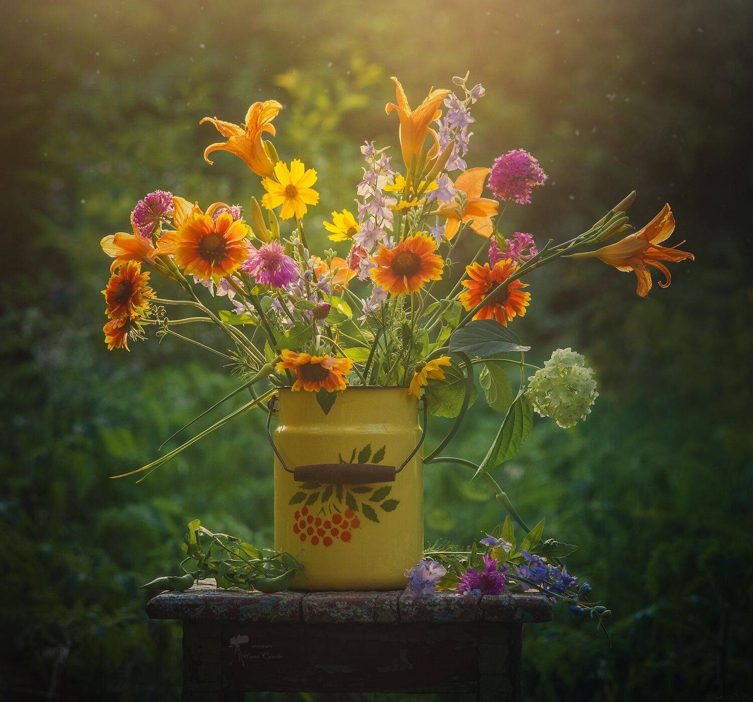 Бидон, Табурет, Цветы, Инна Сухова