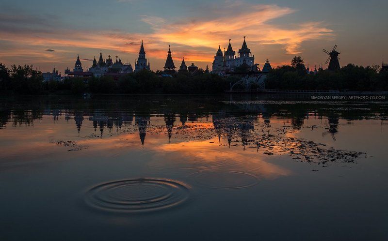 вечер, закат, измайлово, кремль, москва, пруд И прилетел Дракон фото превью