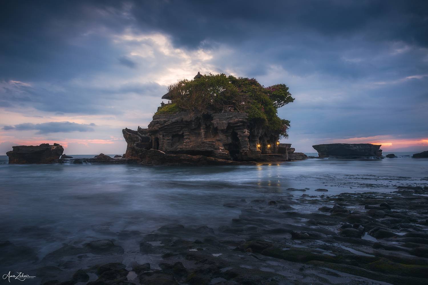 temple, bali, indonesia, travel, photography, sunset, sea, ocean, rock, Aws Zuhair