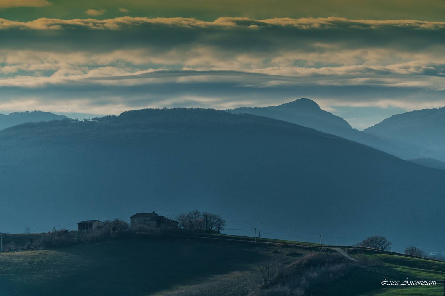 nature, landscape, hills, sunset, shadows, ma, Anconetani Luca