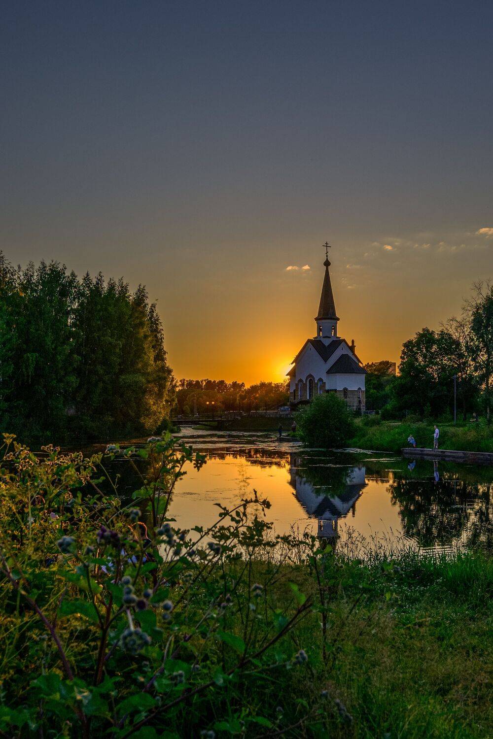 Санкт-Петербург, Храм, Церковь, закат, Пулковский парк, отражение, лето, Сторожев Олег