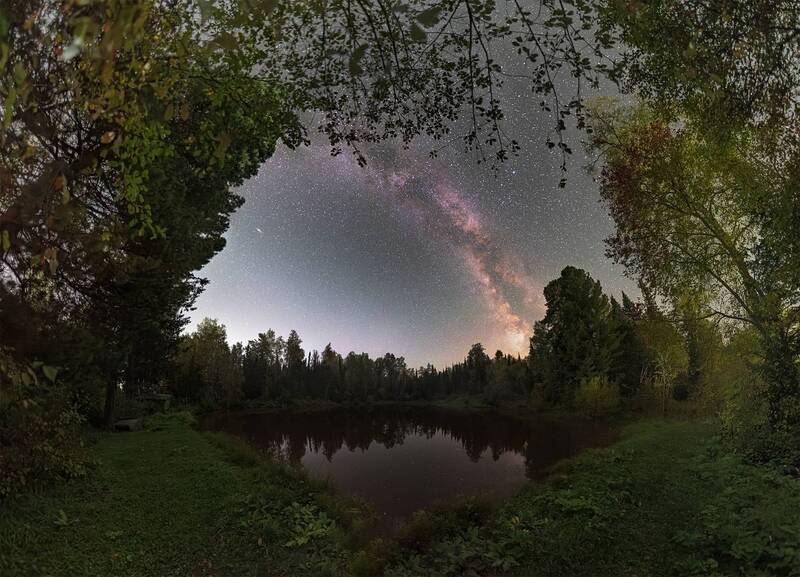 астрофото, астрофотография, сибирь, звездная ночь, тайга, млечный путь, ночь, озеро, звездное небо Уютное таежное озеро фото превью