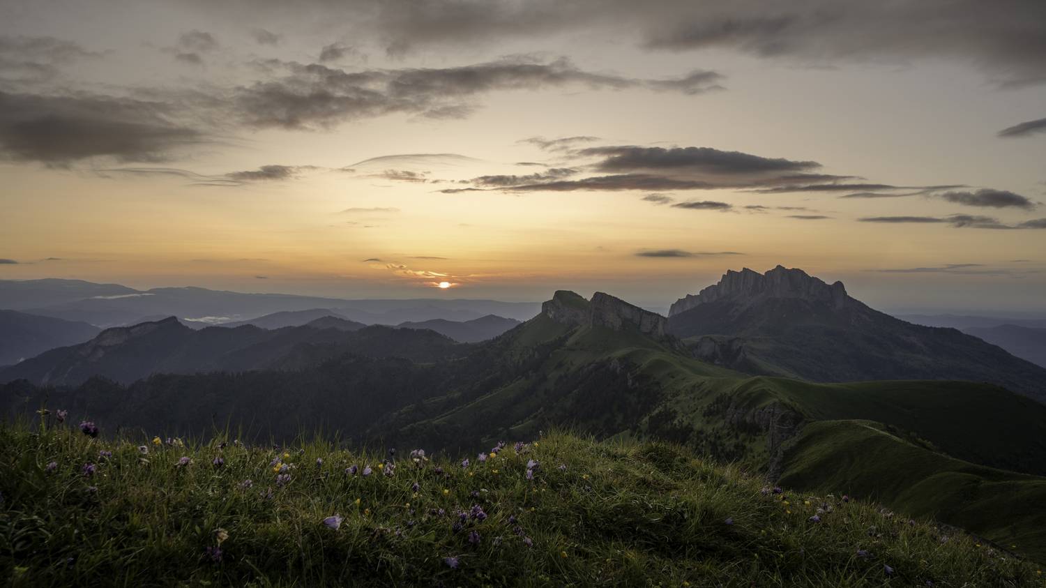 Россия, республика Адыгея, Большой Тхач, перевал Кондитерский, гора Асбестная, закат, Гаврилов Юрий