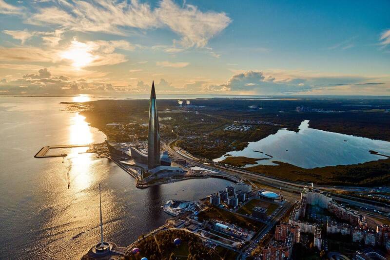 Лахта Центр на закате фото превью