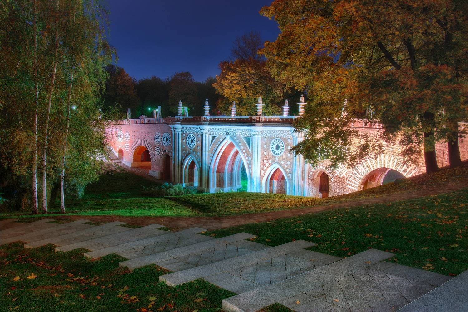 мост, царицино, ночь, Валерий Вождаев