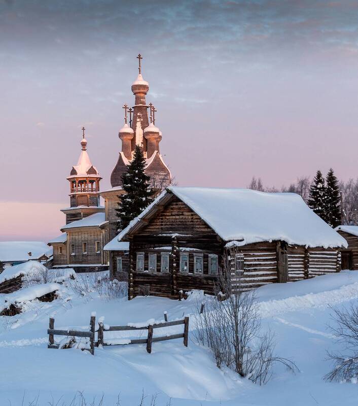 кимжа, деревня, зима, русский север, фототур, рассвет, мороз, архангельская область Утро в Кимже фото превью