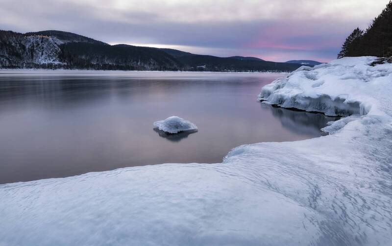 лед, вечер, енисей, камень, длинная выдержка Начало весны фото превью