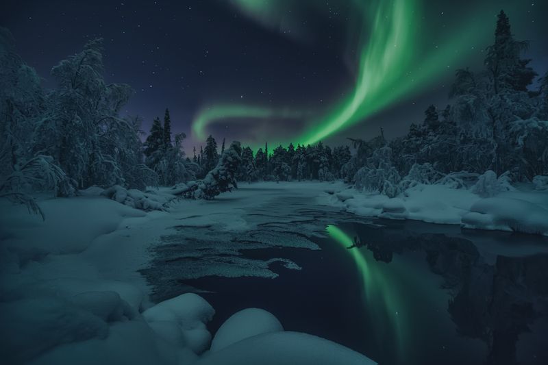 аврора, сияние, кольский Ночной огонь...... фото превью