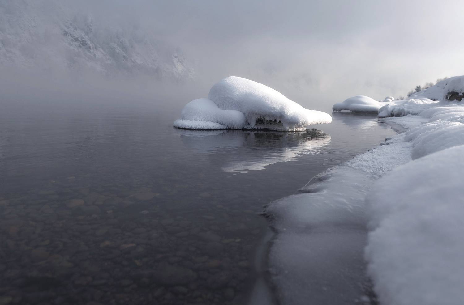 зима, мороз, енисей, камни, туман, сибирь, Марина Фомина