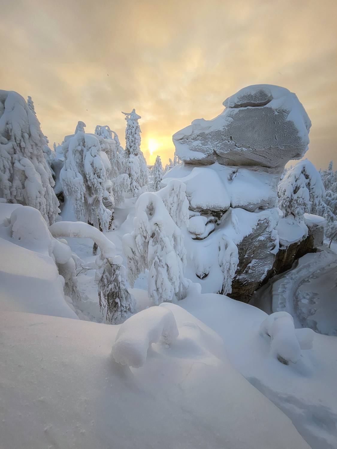 пермский край, каменный город, зима, пейзаж, закат, вечер, снег, Кузнецов Кирилл