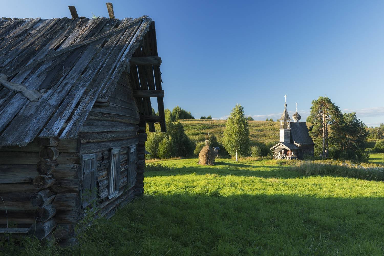 кенозеро заброшка избы вечер часовня, закат, Максим Калашников