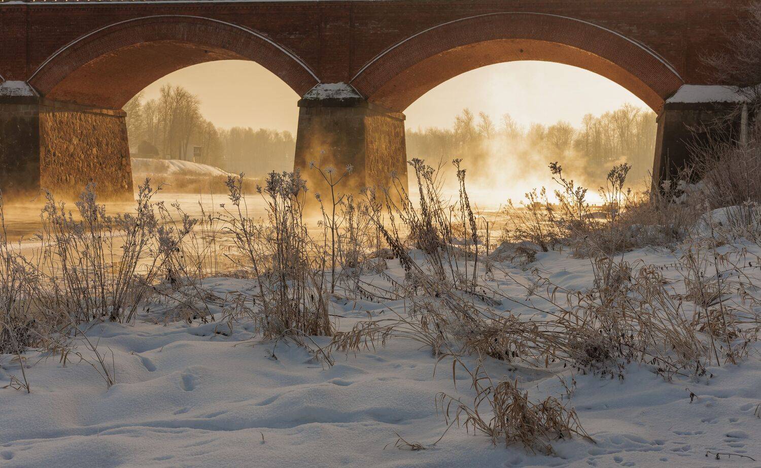 ziema, tilts, upe, ūdens, sals, Cielava Dace