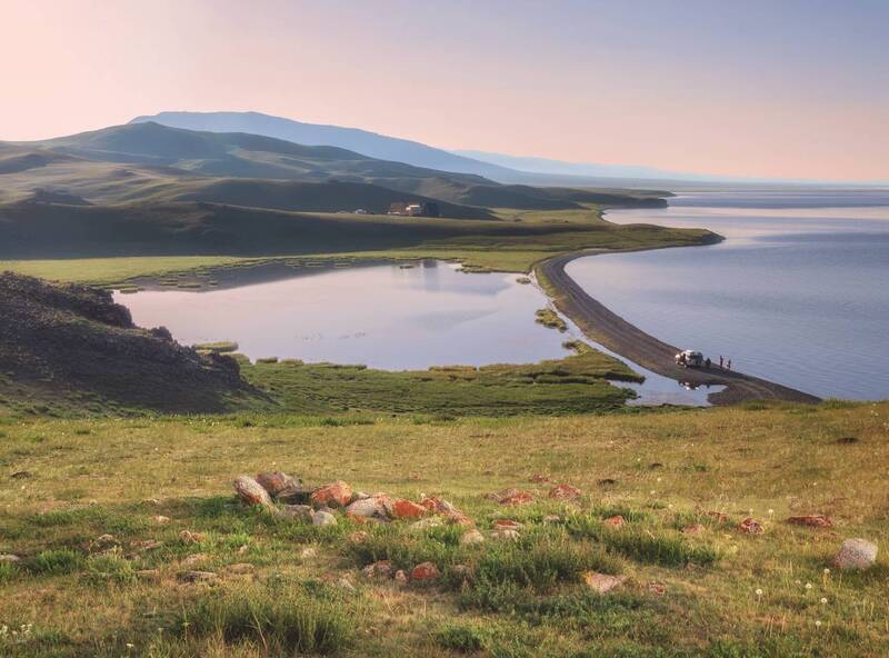 кыргызстан, озеро сон-куль, восход, пейзаж, природа Озеро Сон-Куль фото превью