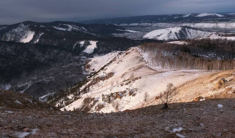 красноярск, тучи, солнце, снег, торгашинский хребет Торгашинский хребет фото превью