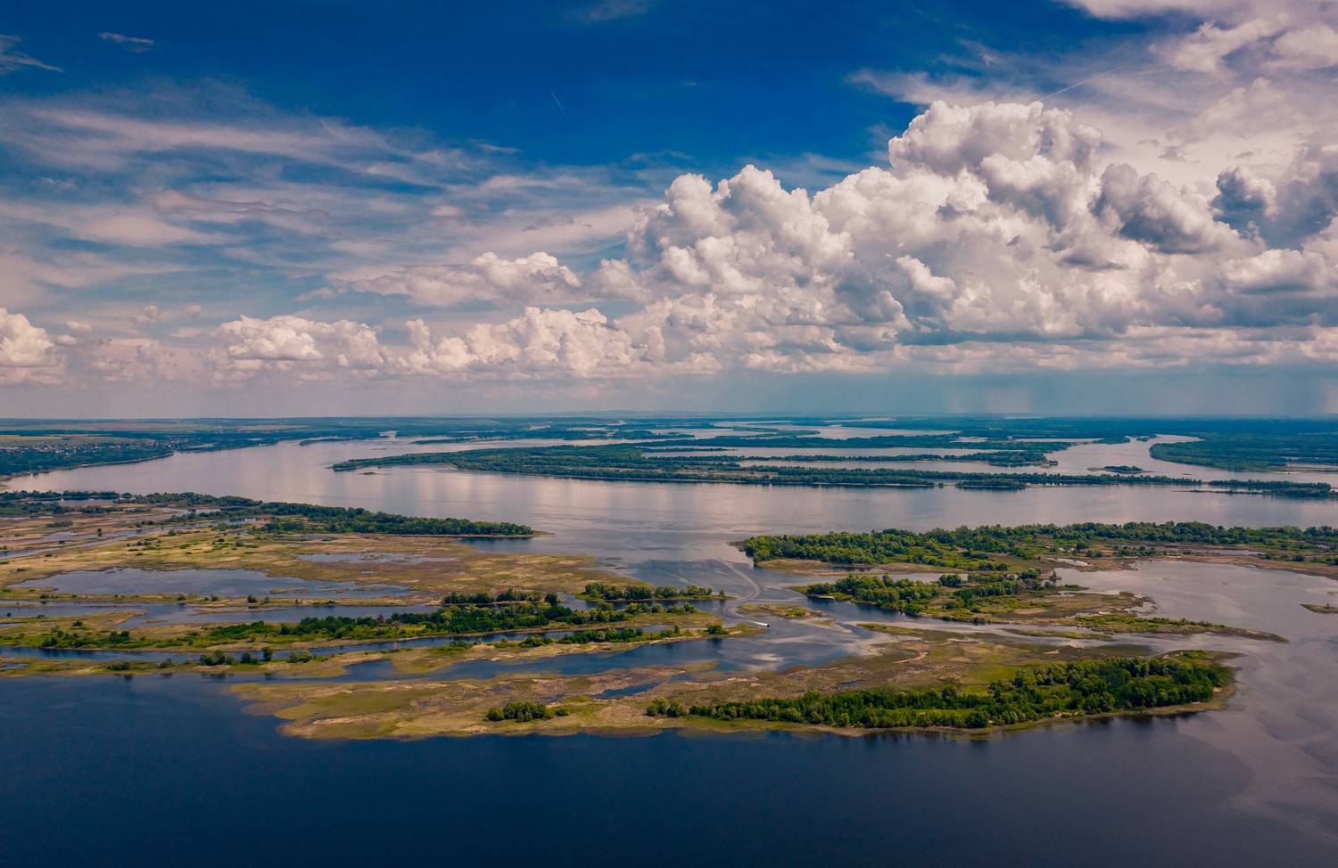волга, великая река, природа, катер, след, острова, Подосинников Максим