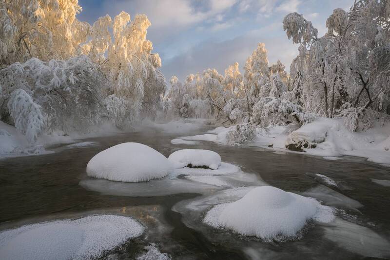 Зимняя речка фото превью