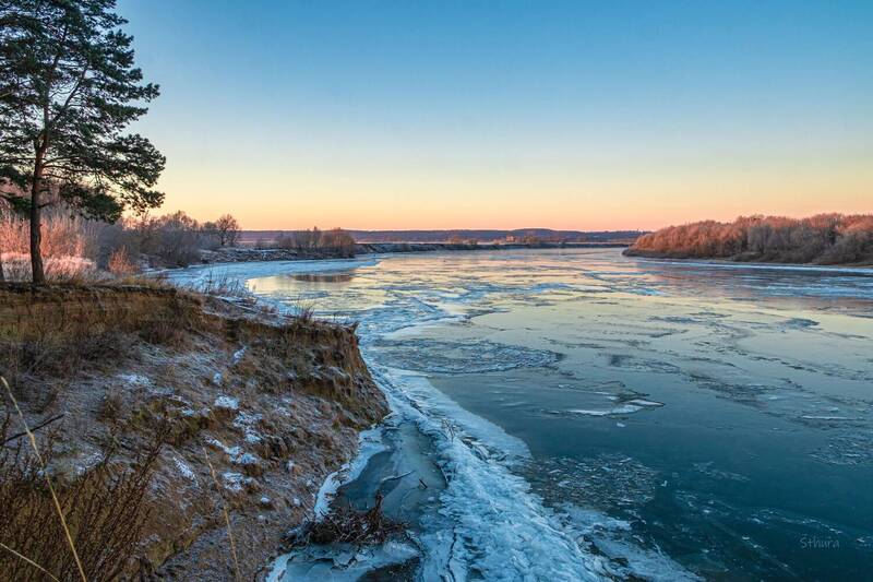 зима, река, лёд, берег, обрыв, утро, природа, п В декабре. фото превью